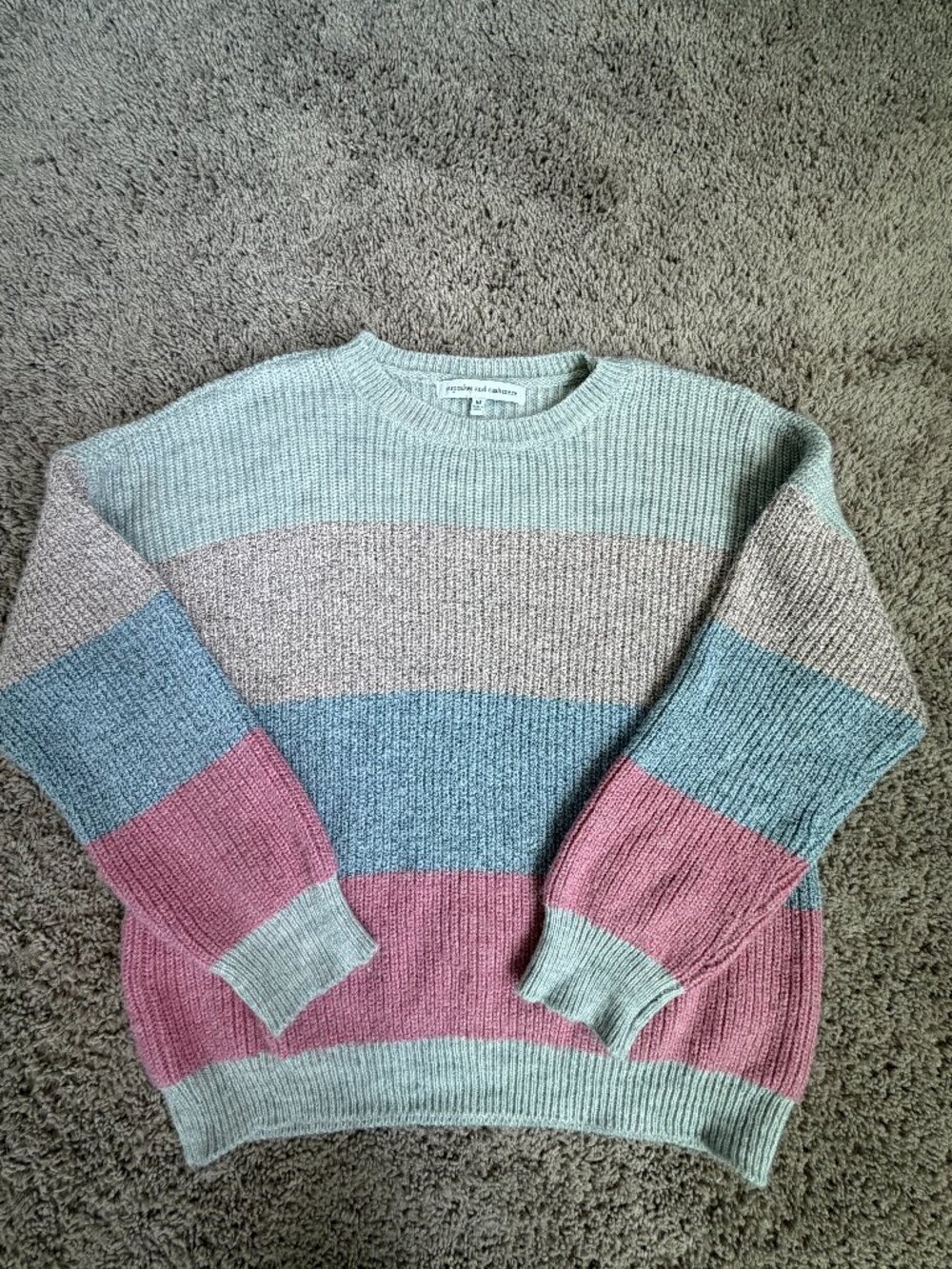 Cupcakes and Cashmere Pastel Colorblock Striped Sweater Medium
